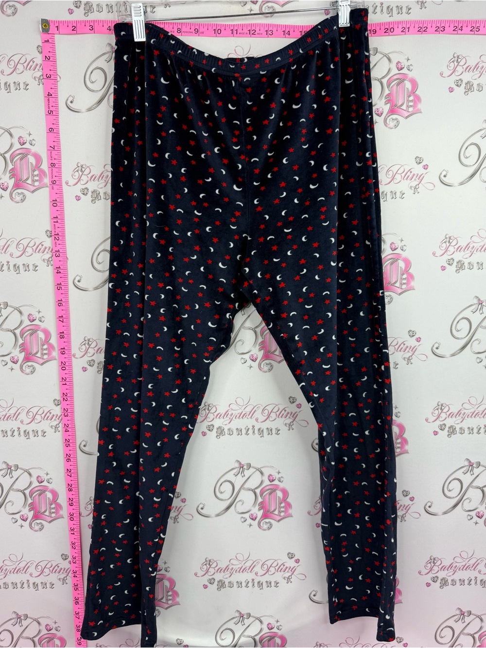 Tommy Hilfiger pants pj fleece Navy Pajama Pants with Red & White Moon Print